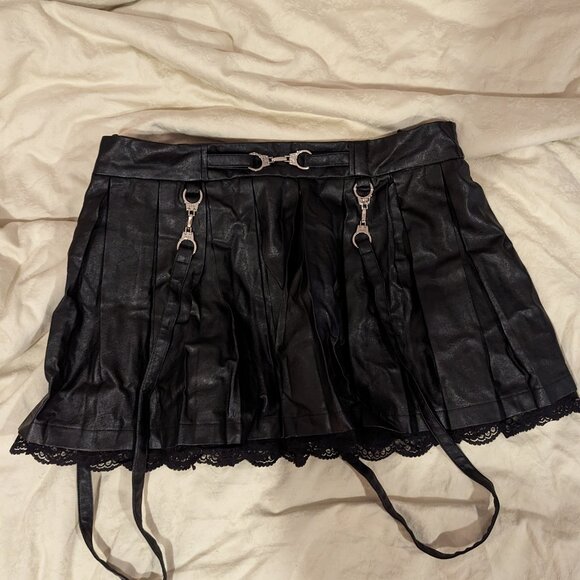 Leather Skirt | Little for Big Gothic Mini Skirt, Alternative Style - Picture 5 of 5